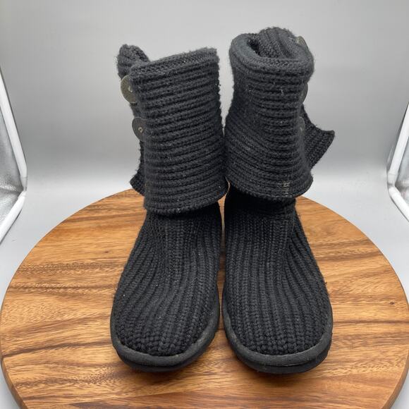 UGG Australia Boots Classic Cardy Womens Size 8 Black Casual Comfort Shoes - Picture 2 of 8